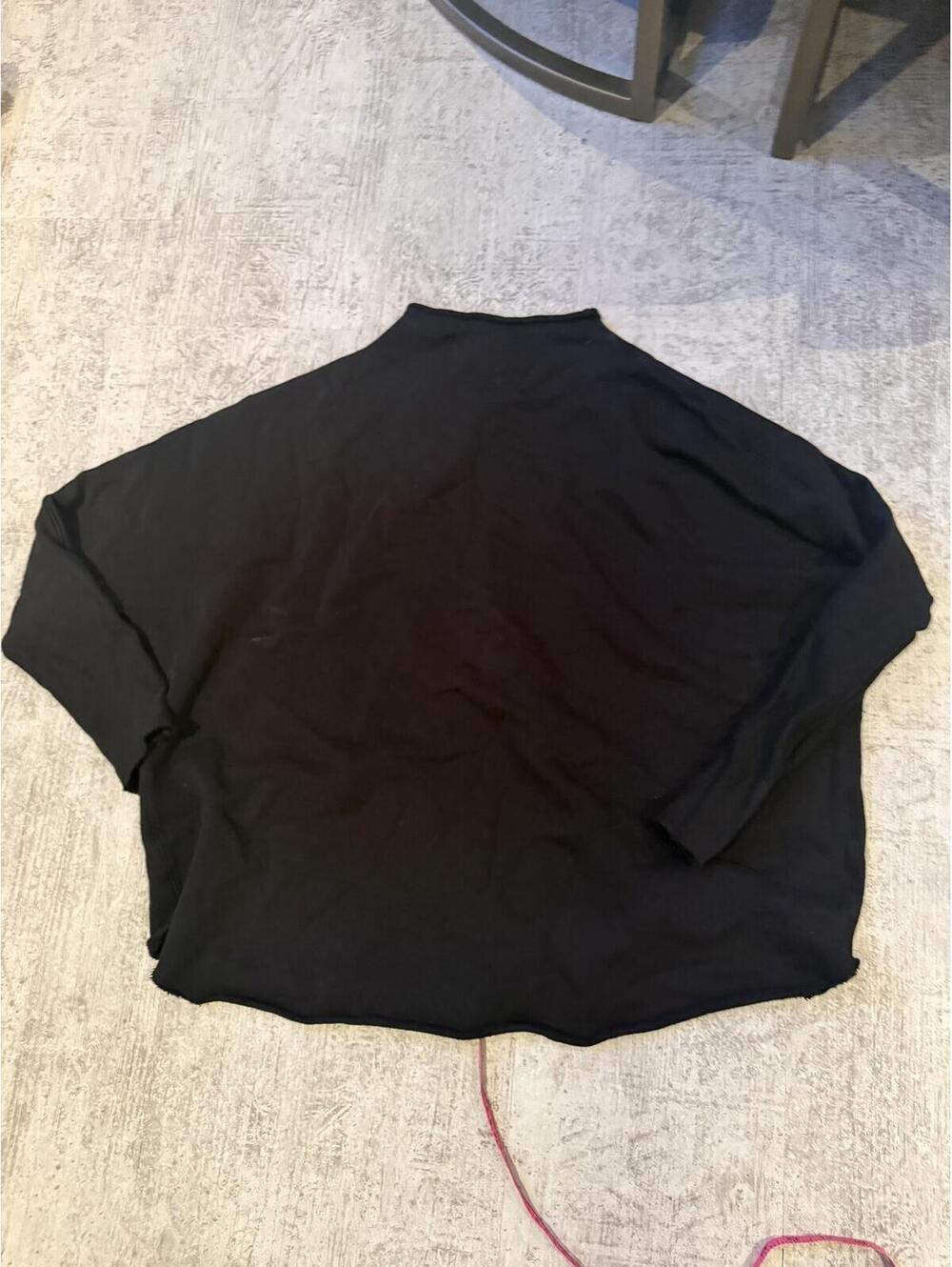 Frank & Eileen Effie Funnel Neck Capelet pullover Sweatshirt Black Size Large